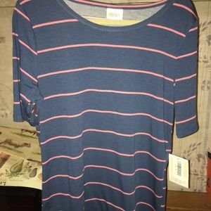 XL Gigi LuLaRoe darker blue with pink strip